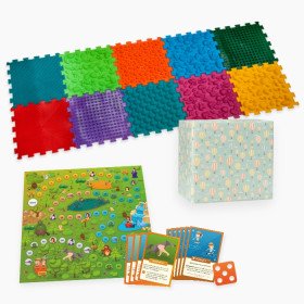 Masážní ortopedická podložka Ortek "Puzzle Mix" 10 modulů + Hra "Lesní dobrodružství" DÁREK 