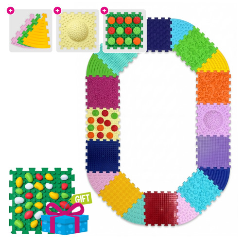 Masážní podložka Ortek Multi Mix 12 dílů + 8 sektorů Puzzle PLÁSTVE + Kameny jako dárek
