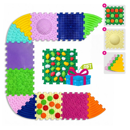 Masážní podložka Ortek Multi Mix 6 dílů + 6 sektorů Puzzle PLÁSTVE + Kameny jako dárek