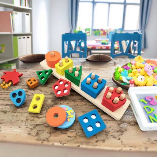 Dřevěná Montessori vkládačka Tvary 