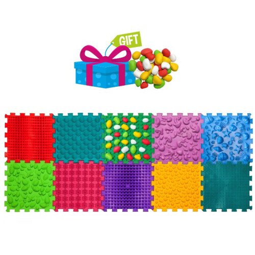 Masážní podložka Ortek Mix Puzzle, 10 dílů + modul Kameny