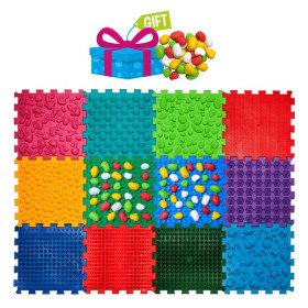 Masážní podložka Ortek Mix Puzzle, 12 dílů + modul Kameny