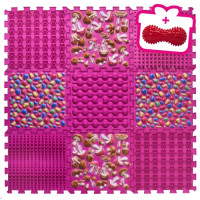 Masážní ortopedická podložka Ortek "Puzzle Mix" 9 modulů Růžová + dárek