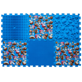 Masážní ortopedické podložky "Puzzle Mix" 6 modulů Modrá houba