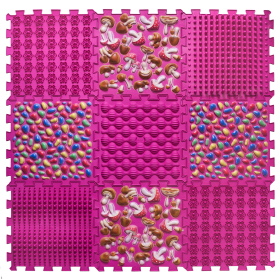 Masážní ortopedická podložka Ortek "Puzzle Mix" 9 modulů Růžová