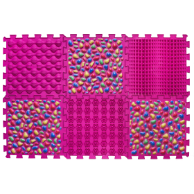 Masážní ortopedické podložky "Puzzle Mix" 6 modulů Růžový oblázk