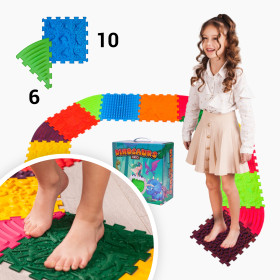Masážní podložka Ortek Dinosauři Puzzle 10 prvků + 6 trojúhelníků 