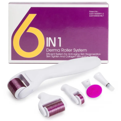 Derma roller pro mikrojehličkování 6 v 1 na obličej a tělo