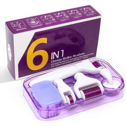 Derma roller pro mikrojehličkování 6 v 1 na obličej a tělo