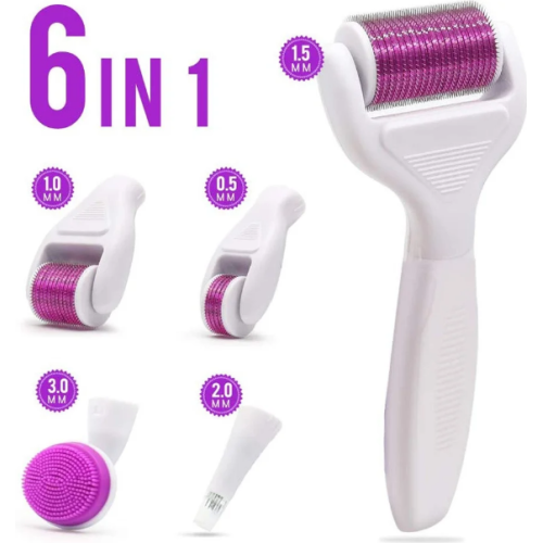 Derma roller pro mikrojehličkování 6 v 1 na obličej a tělo