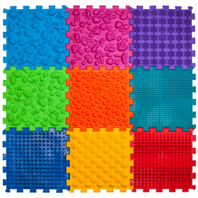 Masážní ortopedická podložka Ortek "Puzzle Mix" 9 modulů