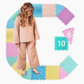 Masážní podložka Ortek Puzzle Mix 10 dílů + 6 sektorů PASTEL